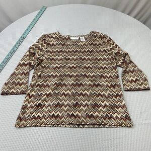Alfred Dunner Multicolor Chevron Long Sleeve Top